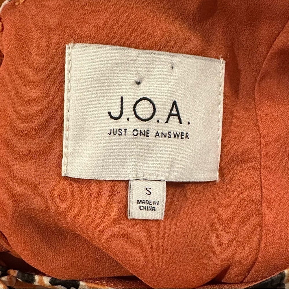 JOA Just One Answer Orange Leopard Print Short Sleeve Ruched Mini Dress S - Picture 2 of 8